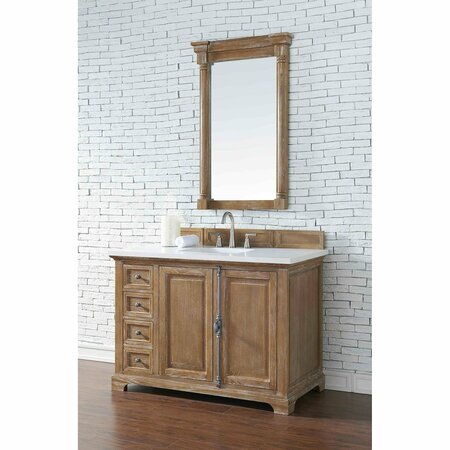 James Martin Vanities Providence 48in Single Vanity, Driftwood w/ 3 CM White Zeus Quartz Top 238-105-5211-3WZ